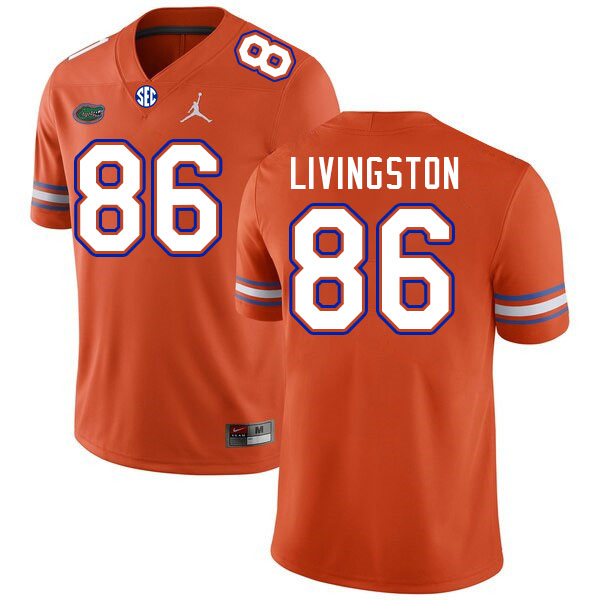Men #86 Tony Livingston Florida Gators College Football Jerseys Stitched-Orange